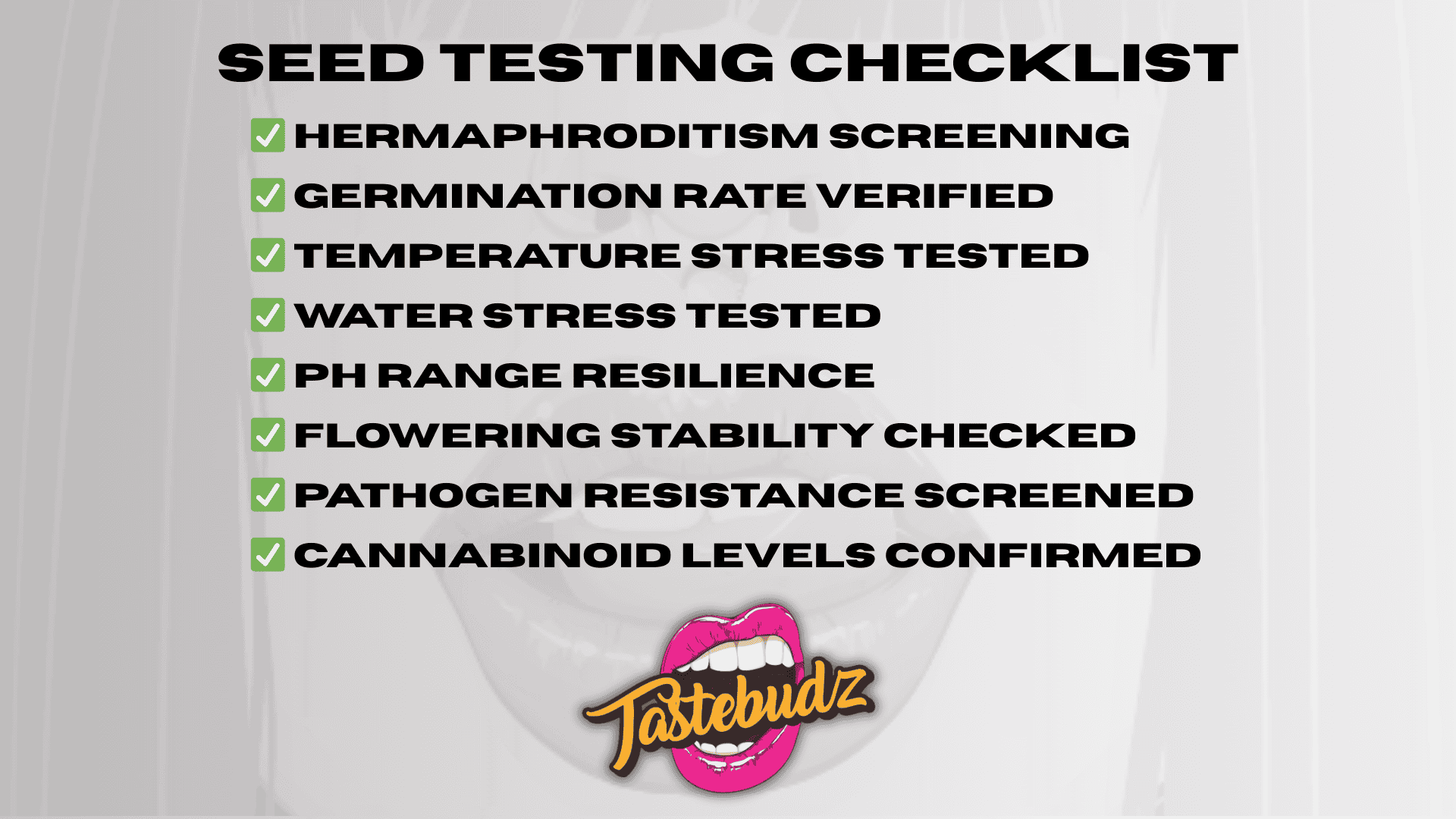tastebudz-genetics-cannabis-seed-testing-checklist