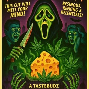Scream Cheese Halloween Cannabis Strain – Limited Edition 2025 Artwork by Tastebudz Genetics featuring Ghostface OG × Exodus Cheese.