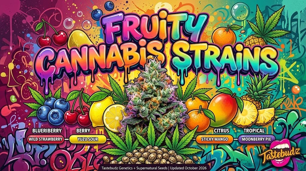 Fruity cannabis strains – berry, citrus and tropical cannabis seeds UK from Tastebudz Genetics seedbank